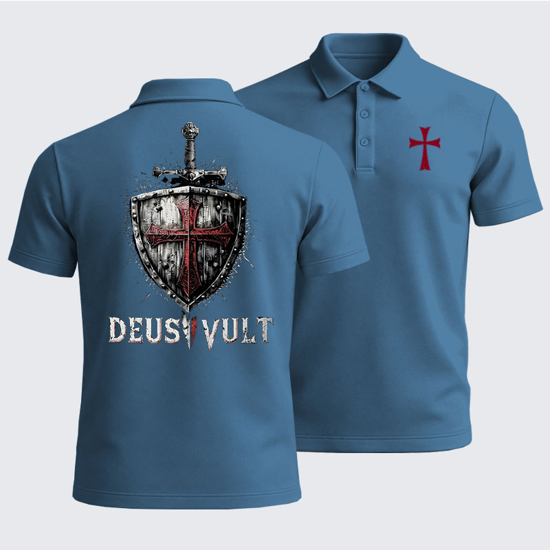 [Copy]Men’s Premium Cotton Polo Shirt - Knights Templar Crusader Cross Faith