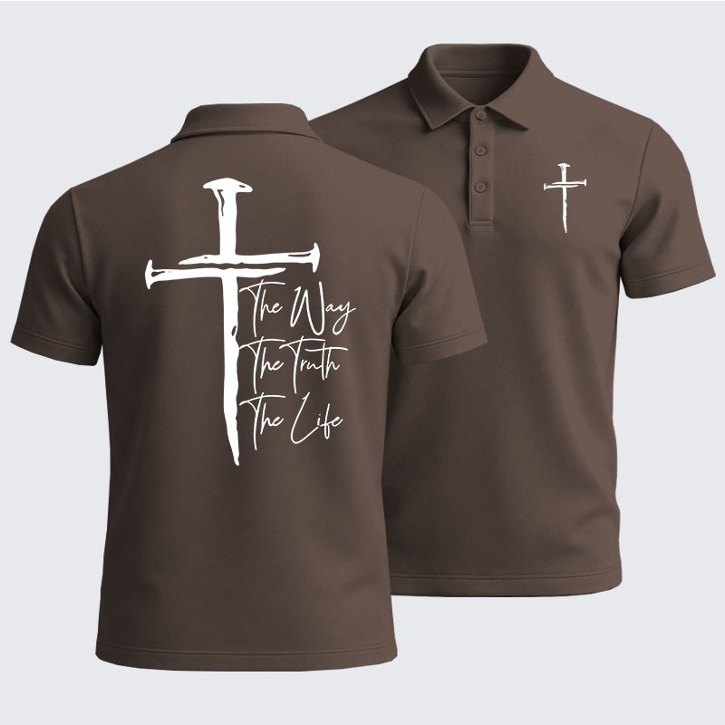 Men’s Premium Cotton Polo Shirt - Jesus The Way The Truth The Life