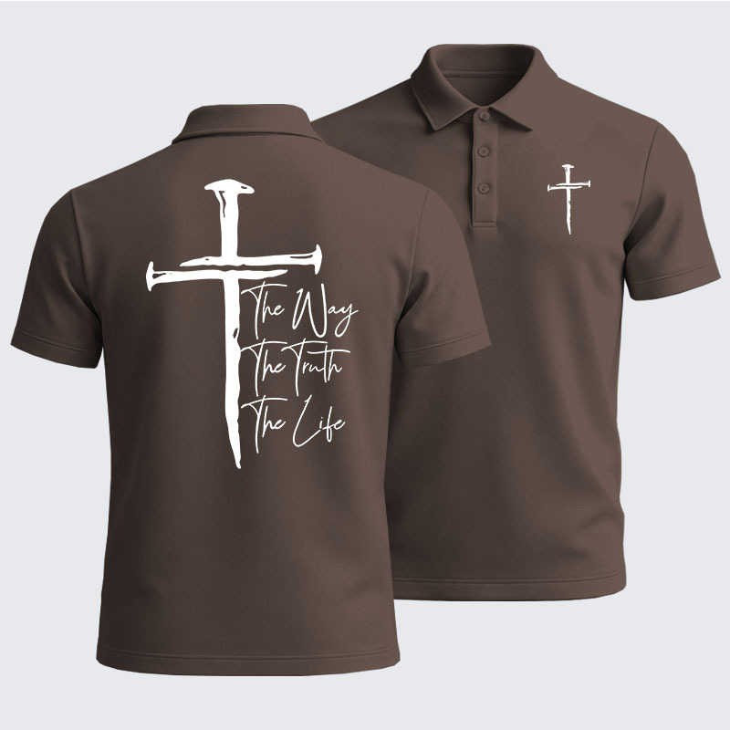Men’s Premium Cotton Polo Shirt - Jesus The Way The Truth The Life