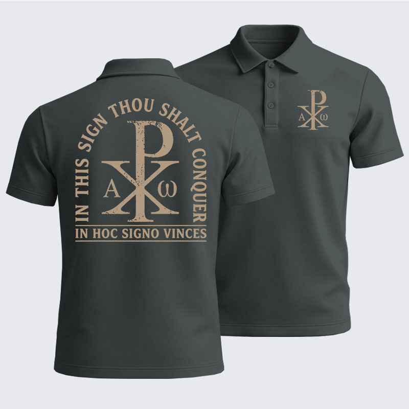 Men’s Premium Cotton Polo Shirt -  In Hoc Signo Vinces