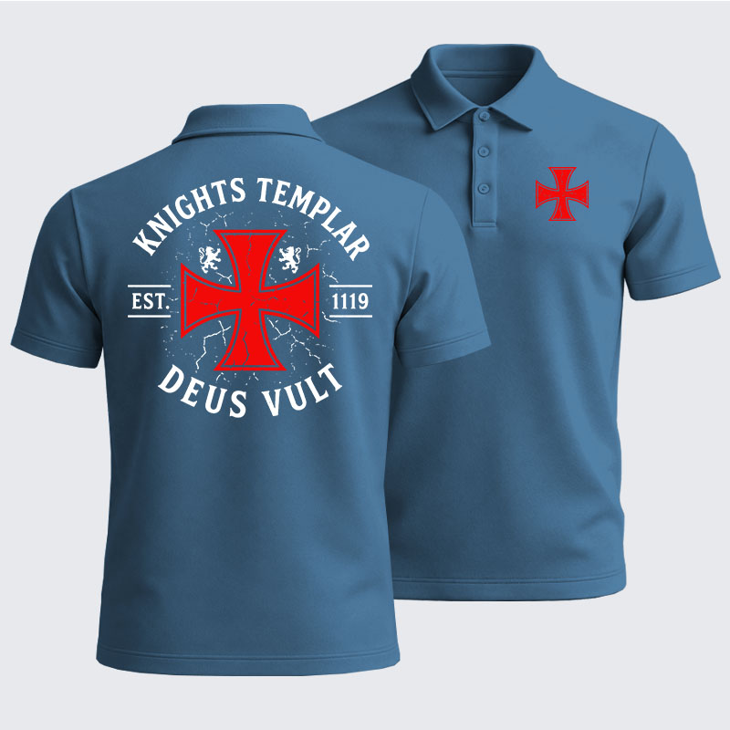 Men’s Premium Cotton Polo Shirt -  Knights Templar Deus Vult