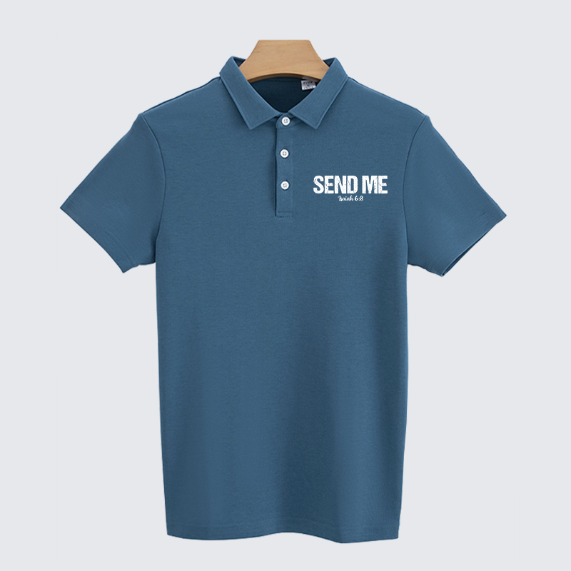 Isaiah 6:8 - SEND ME Christian Cotton Short Sleeve Polo Shirt