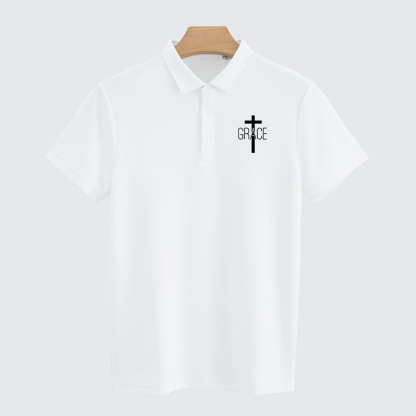 Grace Cross Christian Cotton Short Sleeve Polo Shirt