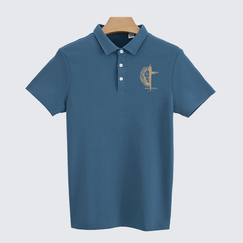 Man of Faith Christian Cotton Short Sleeve Polo Shirt