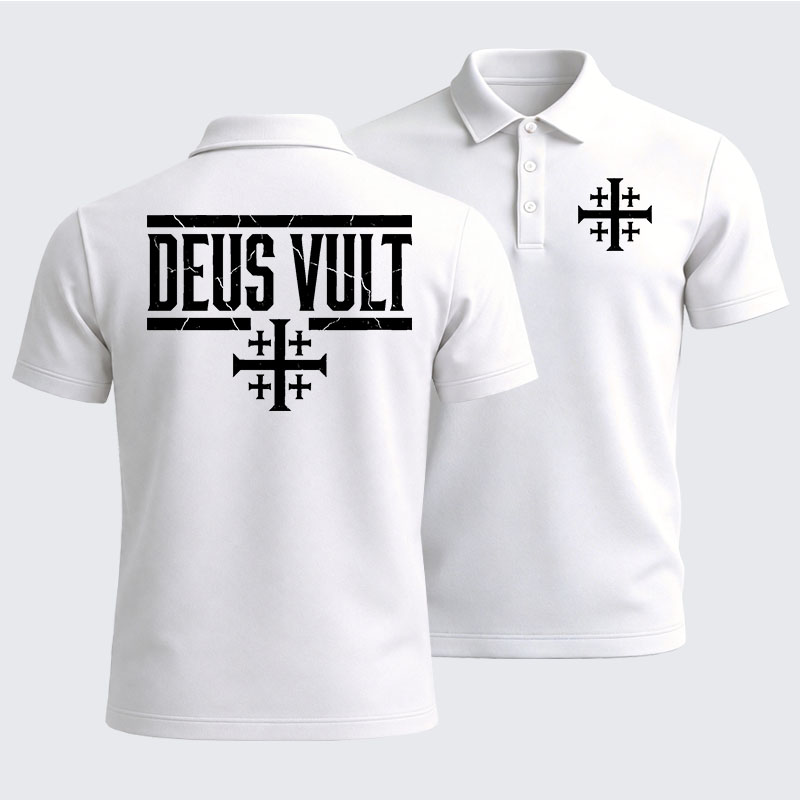 Men’s Premium Cotton Polo Shirt - Deus Vult