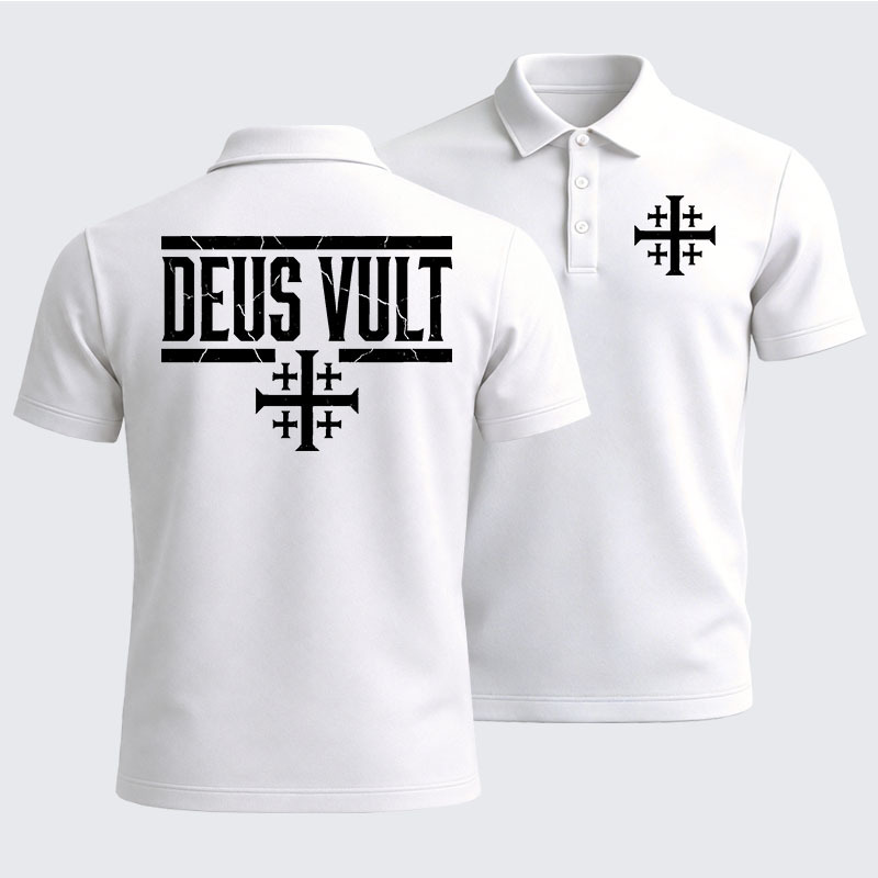 Men’s Premium Cotton Polo Shirt - Deus Vult