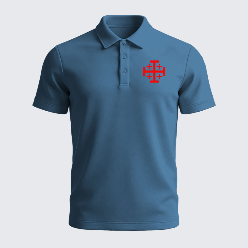 Men’s Premium Cotton Polo Shirt - Jerusalem Cross