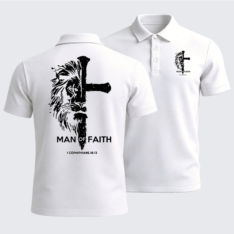 Men’s Premium Cotton Polo Shirt - Man of Faith