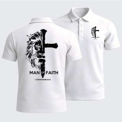 Men’s Premium Cotton Polo Shirt - Man of Faith