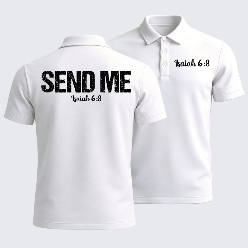 Men’s Premium Cotton Polo Shirt - Isaiah 6:8 - SEND ME