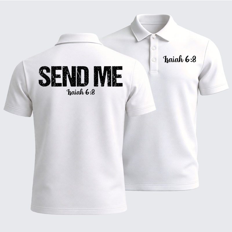 Men’s Premium Cotton Polo Shirt - Isaiah 6:8 - SEND ME