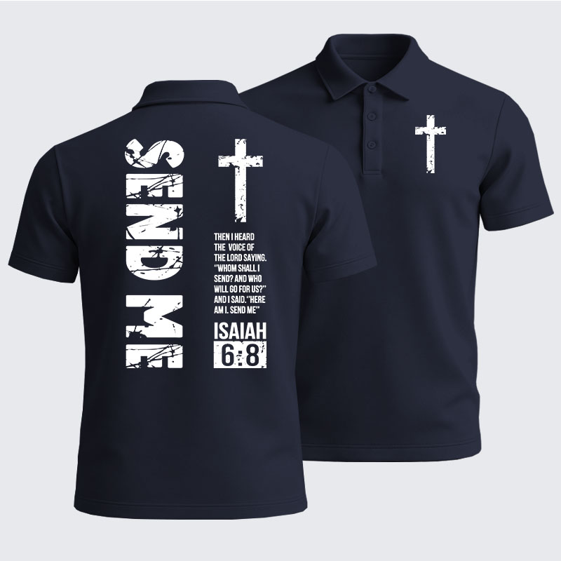 Men’s Premium Cotton Polo Shirt - Send Me Isaiah 6:8