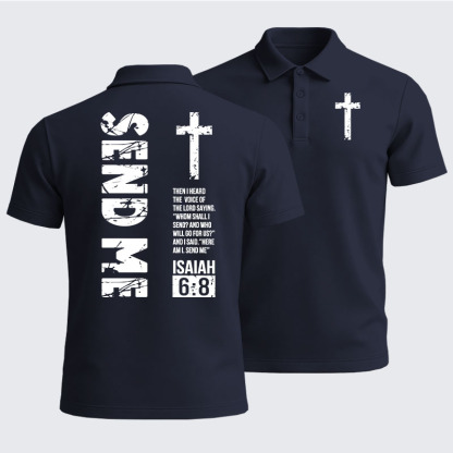Men’s Premium Cotton Polo Shirt - Send Me Isaiah 6:8