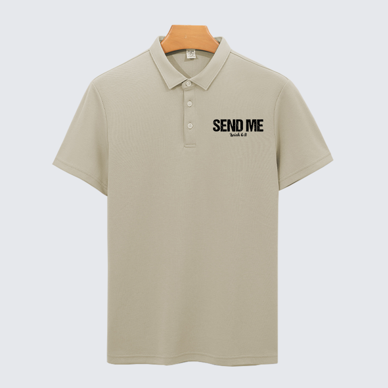 Isaiah 6:8 - SEND ME Christian Cotton Short Sleeve Polo Shirt