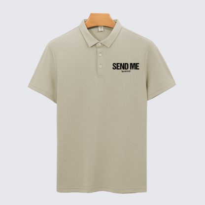 Isaiah 6:8 - SEND ME Christian Cotton Short Sleeve Polo Shirt