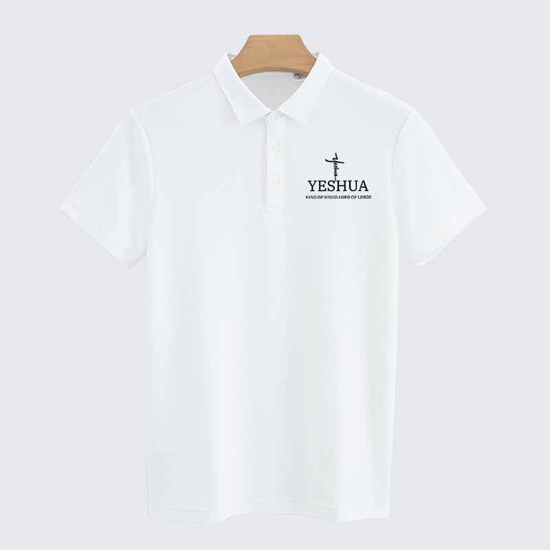 Yeshua King Of Kings Lord Of Lords Christian Cotton Short Sleeve Polo Shirt