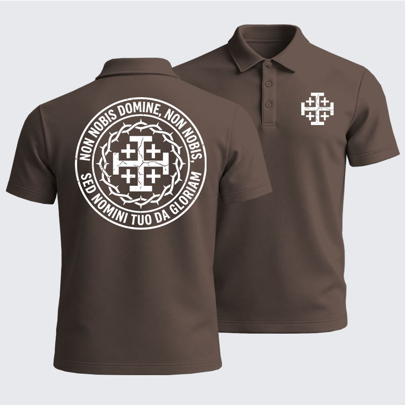Men’s Premium Cotton Polo Shirt -  Non Nobis Domine, Non Nobis, Sed Nomini Tuo Da Gloriam