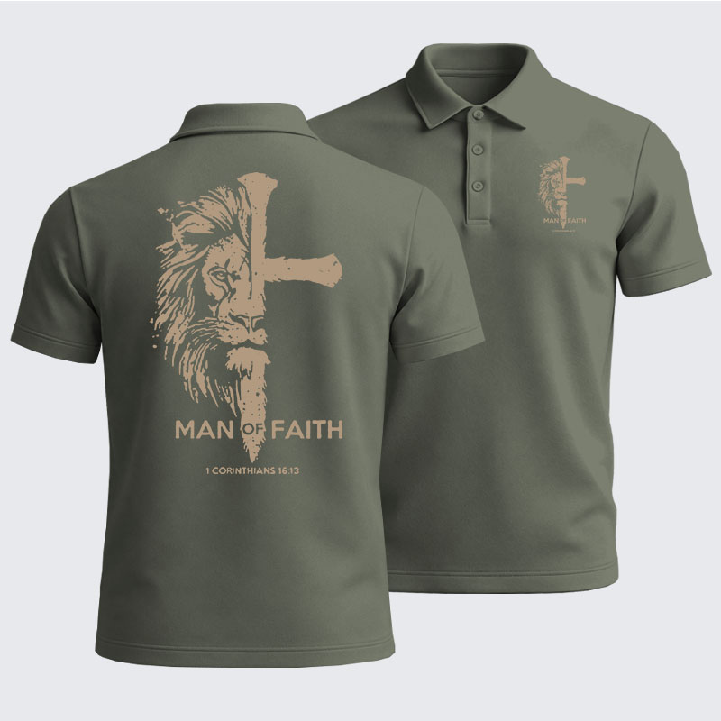 Men’s Premium Cotton Polo Shirt - Man of Faith
