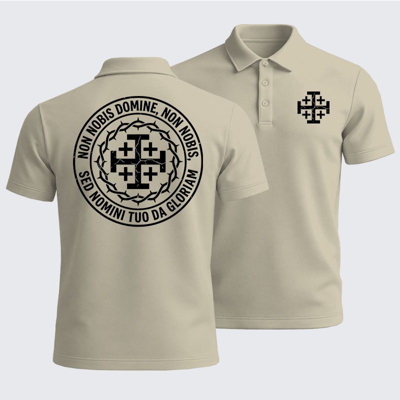 Men’s Premium Cotton Polo Shirt -  Non Nobis Domine, Non Nobis, Sed Nomini Tuo Da Gloriam