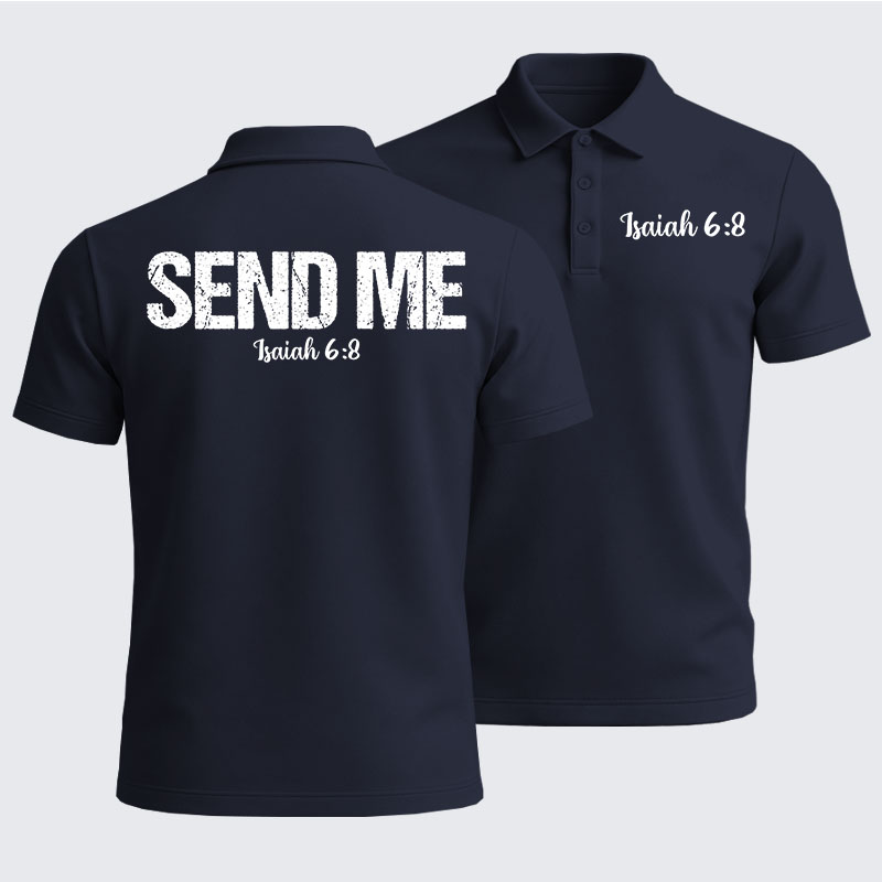 Men’s Premium Cotton Polo Shirt - Isaiah 6:8 - SEND ME