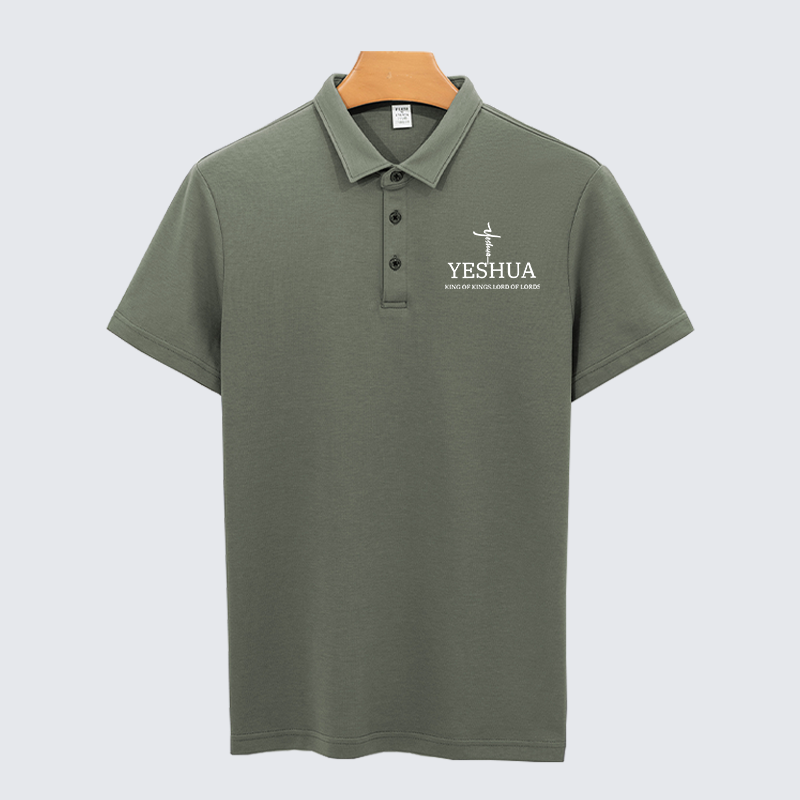 Yeshua King Of Kings Lord Of Lords Christian Cotton Short Sleeve Polo Shirt