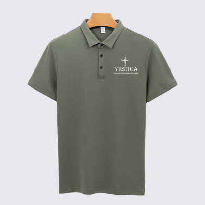 Yeshua King Of Kings Lord Of Lords Christian Cotton Short Sleeve Polo Shirt