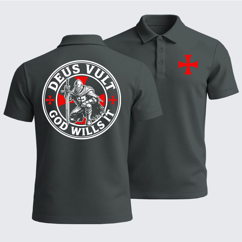 Men’s Premium Cotton Polo Shirt -  Knights Templar Deus Vult