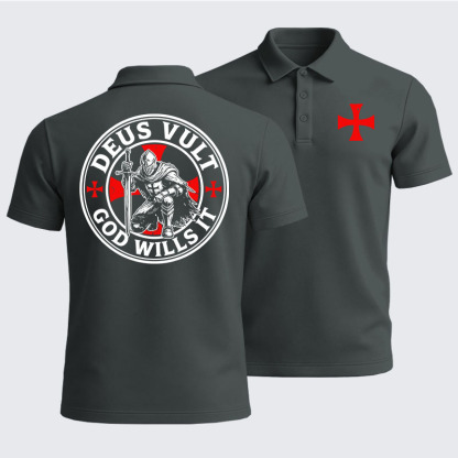 Men’s Premium Cotton Polo Shirt -  Knights Templar Deus Vult