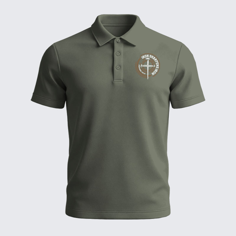 Men’s Premium Cotton Polo Shirt - Iron Sharpens Iron - Proverbs 27:17