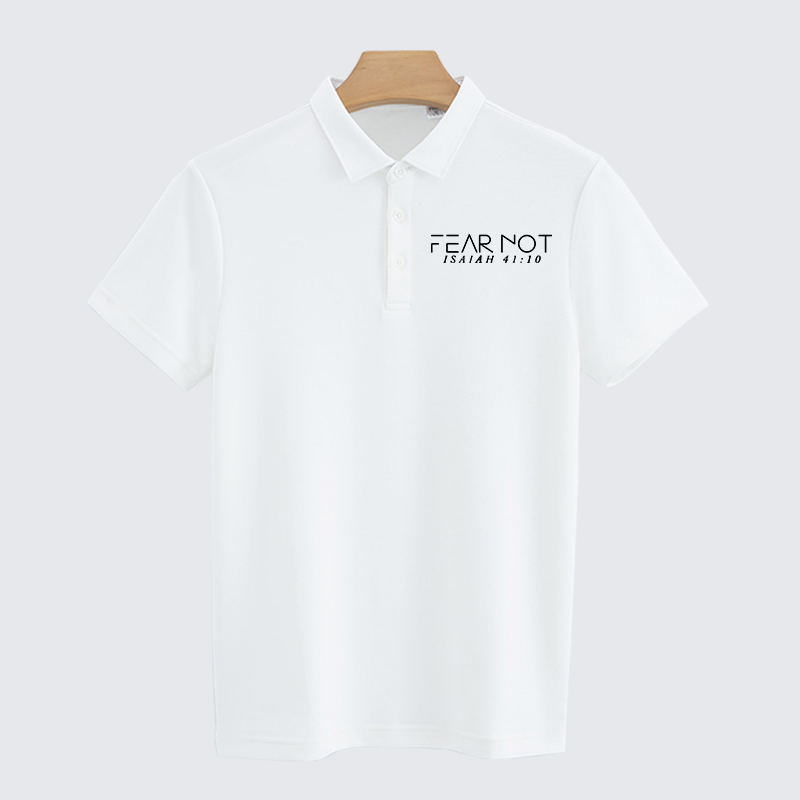Fear Not Isaiah 41:10 Christian Cotton Short Sleeve Polo Shirt