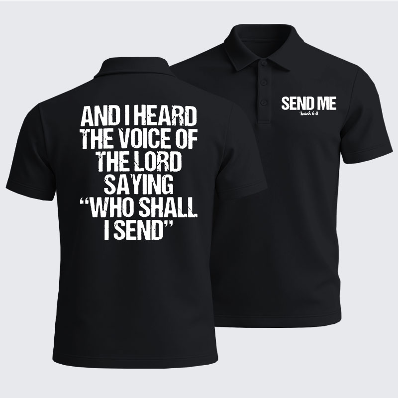 Men’s Premium Cotton Polo Shirt - Send Me Isaiah 6:8