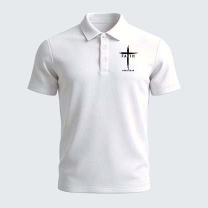 Men’s Premium Cotton Polo Shirt - Faith Over Fear Cross