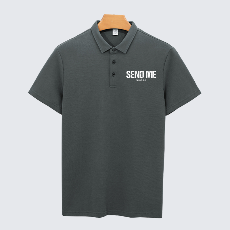 Isaiah 6:8 - SEND ME Christian Cotton Short Sleeve Polo Shirt
