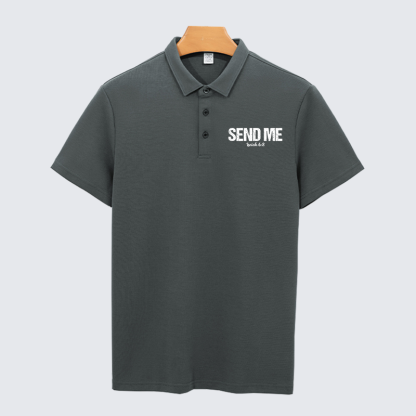 Isaiah 6:8 - SEND ME Christian Cotton Short Sleeve Polo Shirt