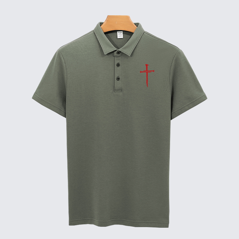 Red Cross Christian Cotton Short Sleeve Polo Shirt
