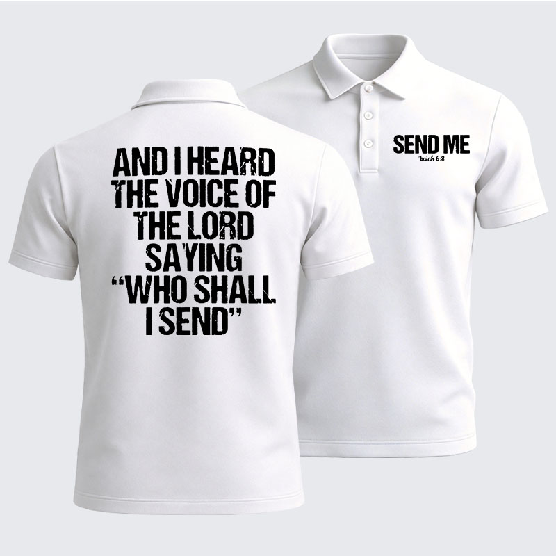 Men’s Premium Cotton Polo Shirt - Send Me Isaiah 6:8