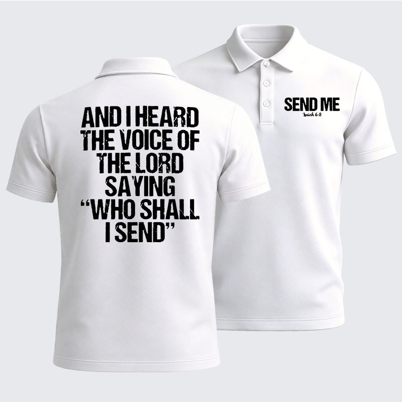 Men’s Premium Cotton Polo Shirt - Send Me Isaiah 6:8