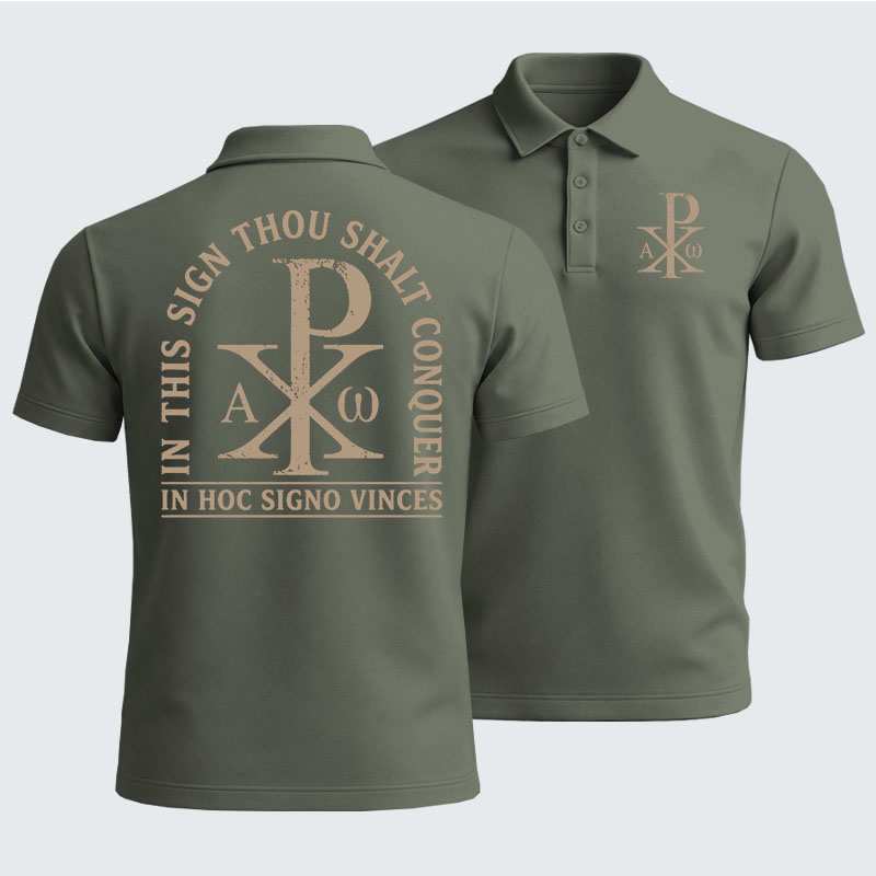 Men’s Premium Cotton Polo Shirt -  In Hoc Signo Vinces