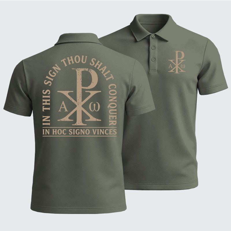 Men’s Premium Cotton Polo Shirt -  In Hoc Signo Vinces