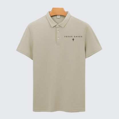 Jesus Saves Christian Cotton Short Sleeve Polo Shirt