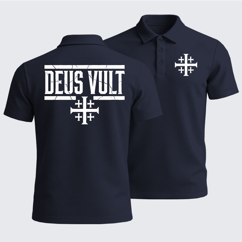 Men’s Premium Cotton Polo Shirt - Deus Vult