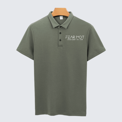 Fear Not Isaiah 41:10 Christian Cotton Short Sleeve Polo Shirt