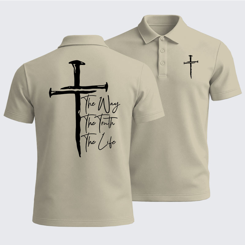 Men’s Premium Cotton Polo Shirt - Jesus The Way The Truth The Life