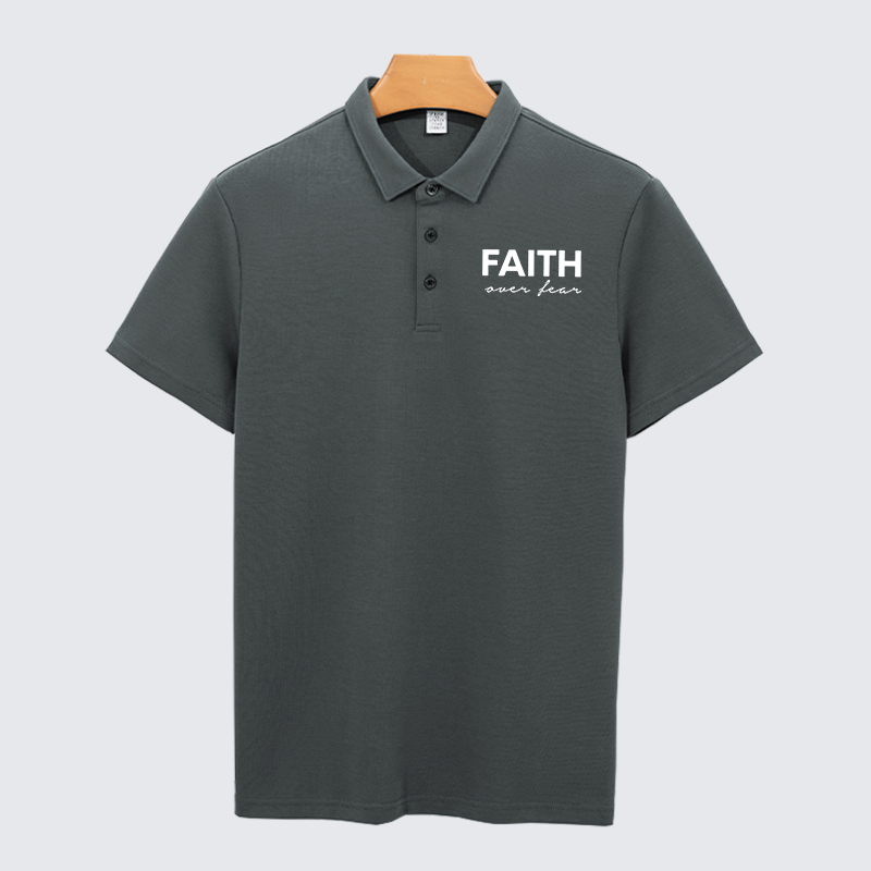 Faith over Fear Christian Cotton Short Sleeve Polo Shirt