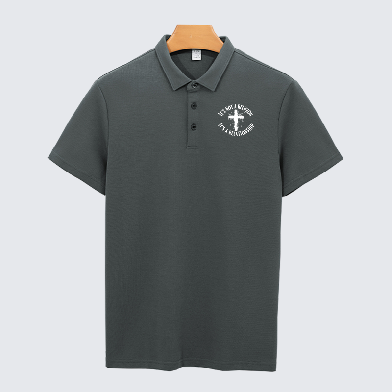 It's Not A Religion It's A Relationship Christian Cotton Short Sleeve Polo Shirt
