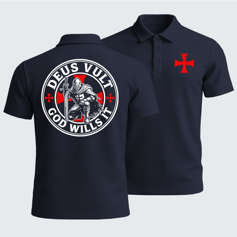Men’s Premium Cotton Polo Shirt -  Knights Templar Deus Vult