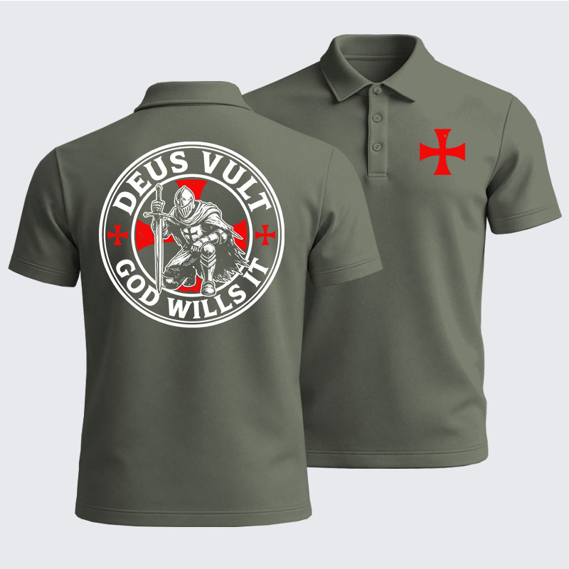 Men’s Premium Cotton Polo Shirt -  Knights Templar Deus Vult