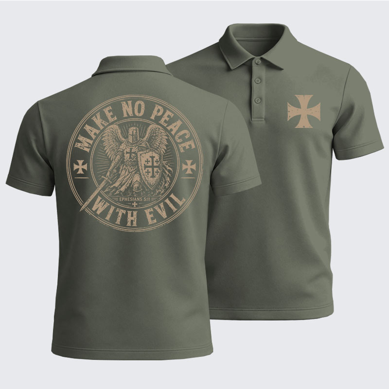Men’s Premium Cotton Polo Shirt -  Make No Peace With Evil