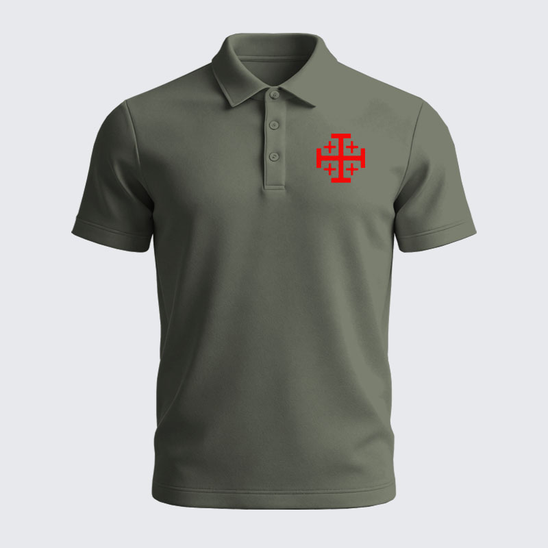 Men’s Premium Cotton Polo Shirt - Jerusalem Cross