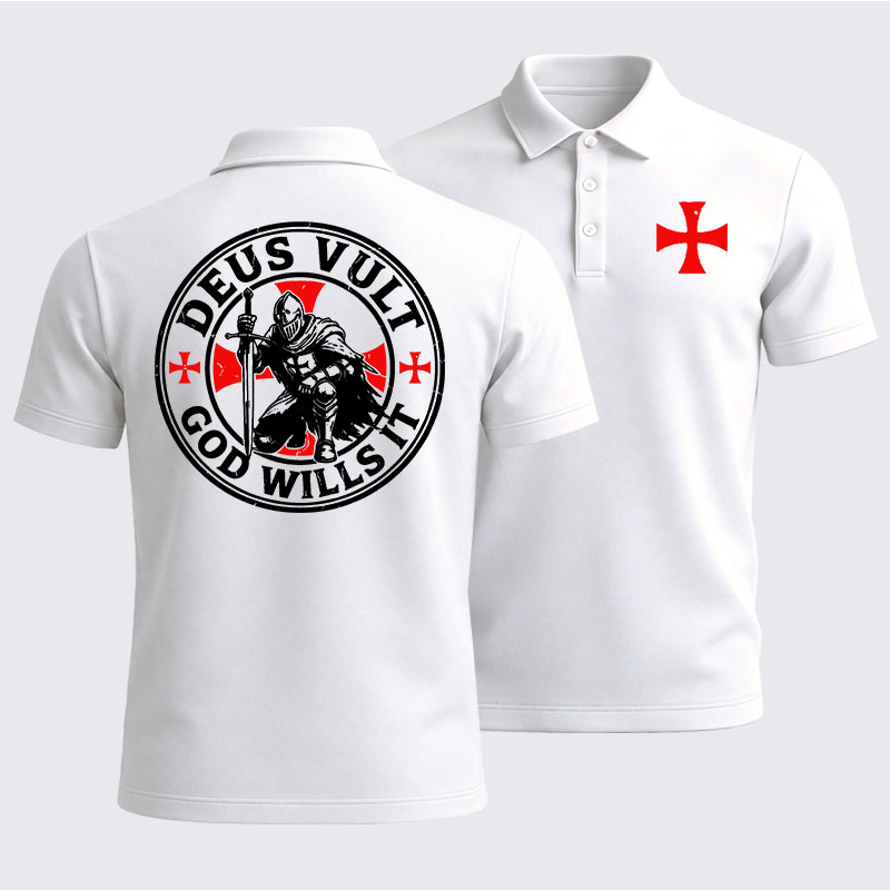 Men’s Premium Cotton Polo Shirt -  Knights Templar Deus Vult